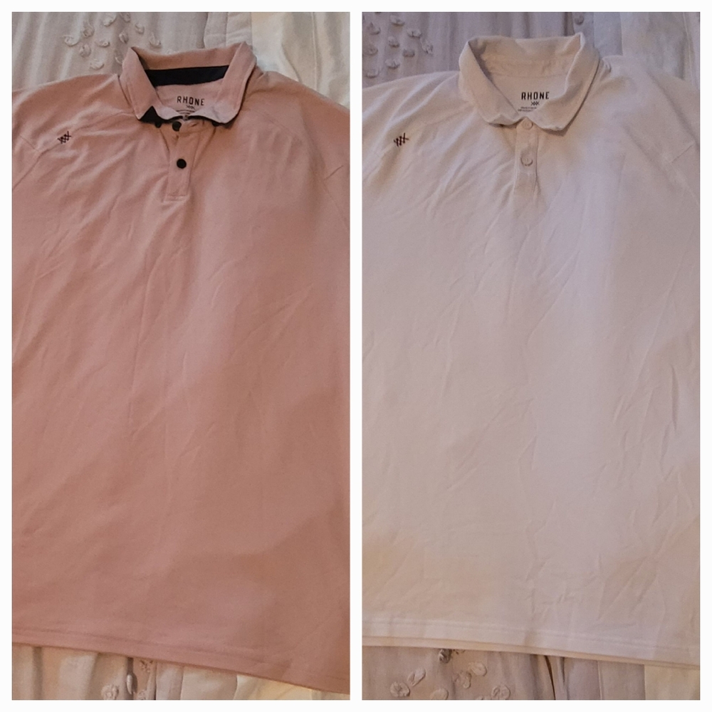 Two Rhone Men's Size XL Rose and White Solid Knit Shirts